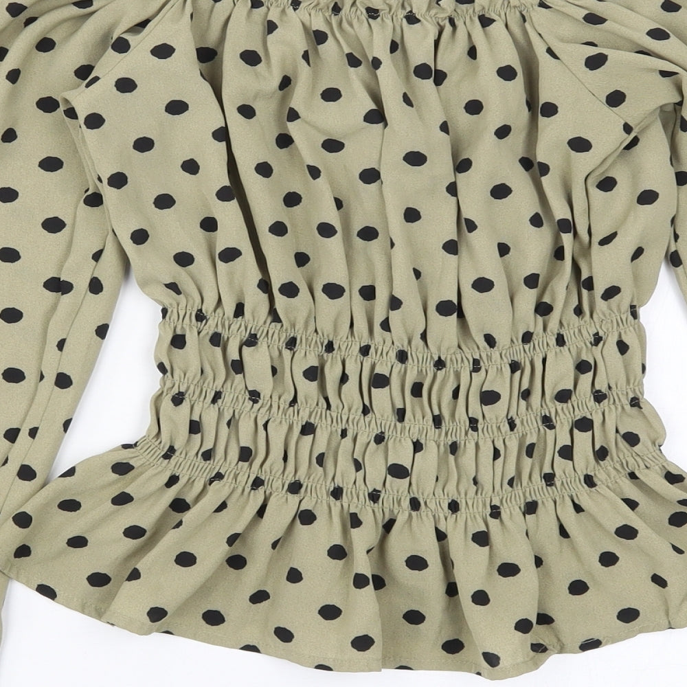 AX Paris Womens Green Polka Dot  Basic Blouse Size 8