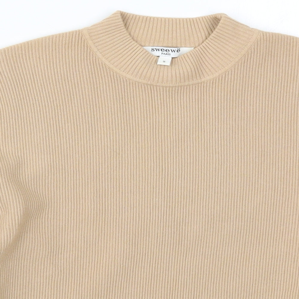 Sweewe Womens Beige  Knit Pullover Jumper Size S