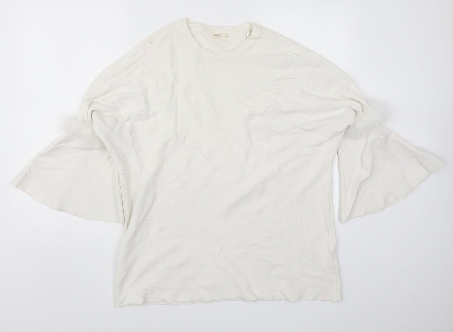 Mocci Womens White  Knit Pullover Jumper Size S