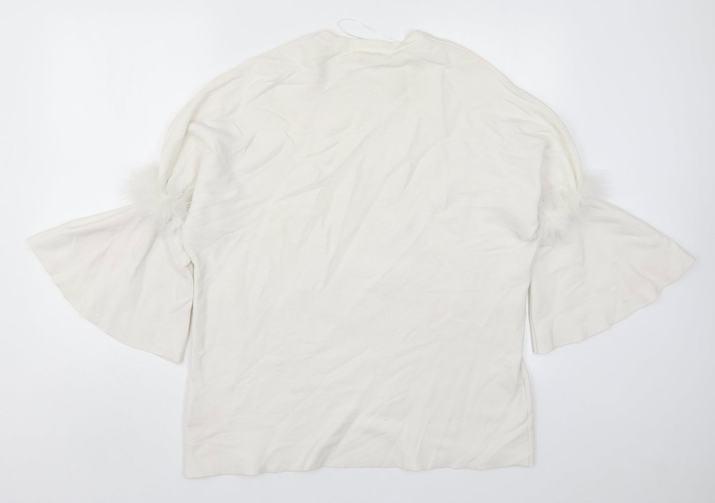 Mocci Womens White  Knit Pullover Jumper Size S