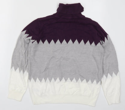 Preloved Marks and Spencer Womens Purple  Knit Pullover Jumper Size 12  - Zig Zag - Back