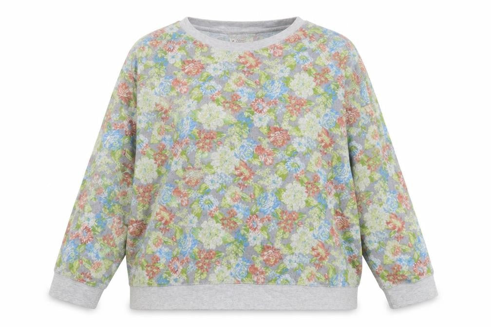 Original Essentials Womens Grey Floral  Pullover Jumper Size XL