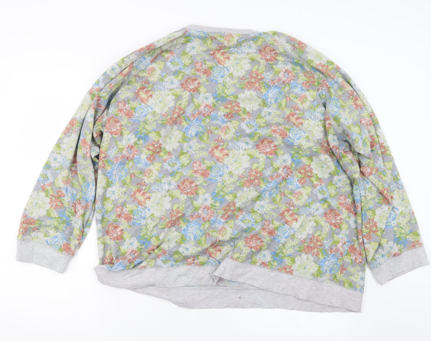 Original Essentials Womens Grey Floral  Pullover Jumper Size XL