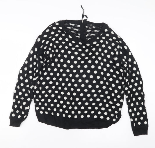 H&M Womens Black Polka Dot Knit Pullover Jumper Size S