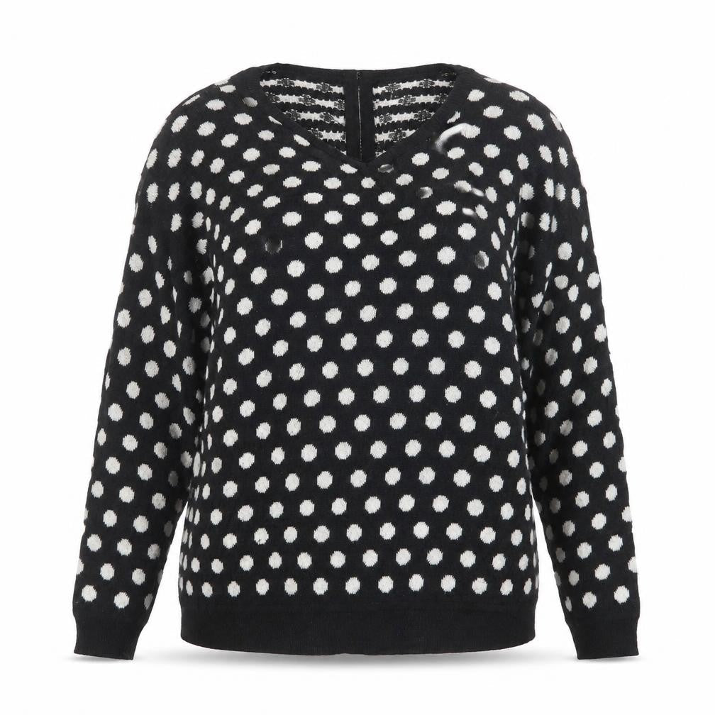 H&M Womens Black Polka Dot Knit Pullover Jumper Size S