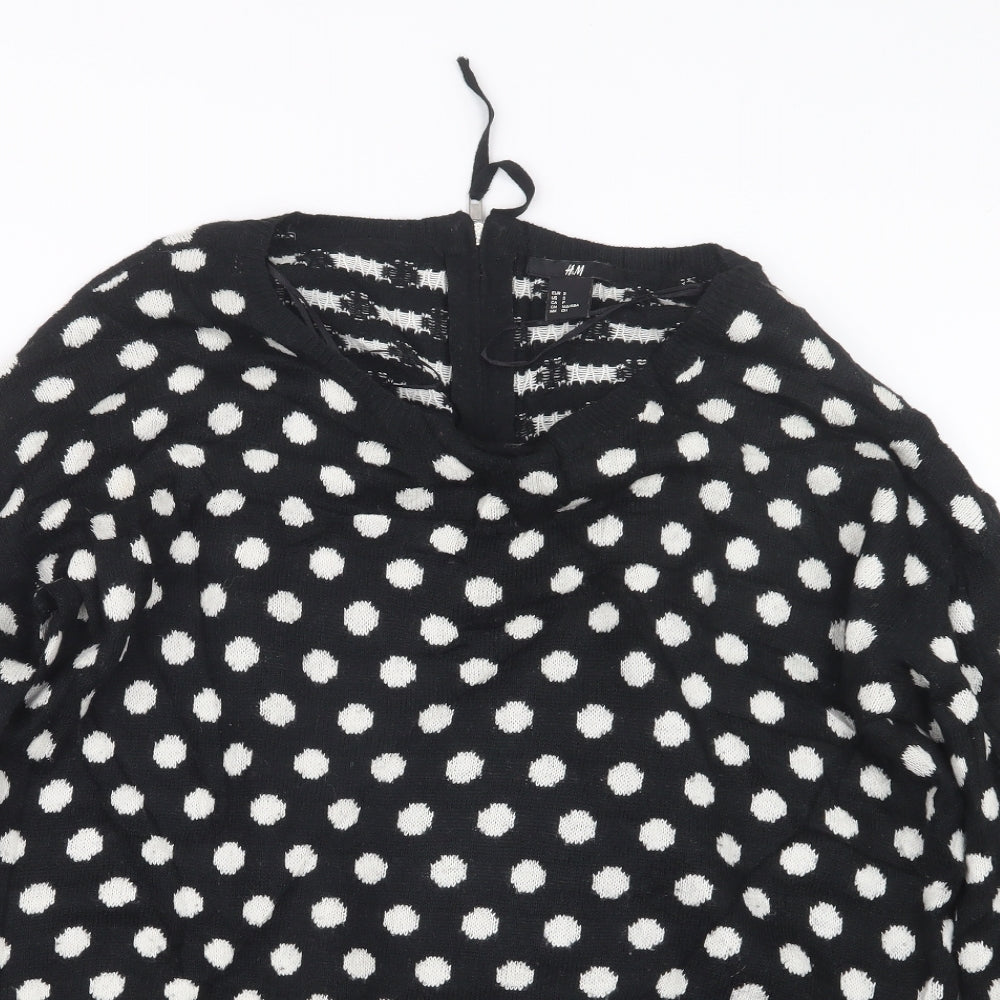 H&M Womens Black Polka Dot Knit Pullover Jumper Size S