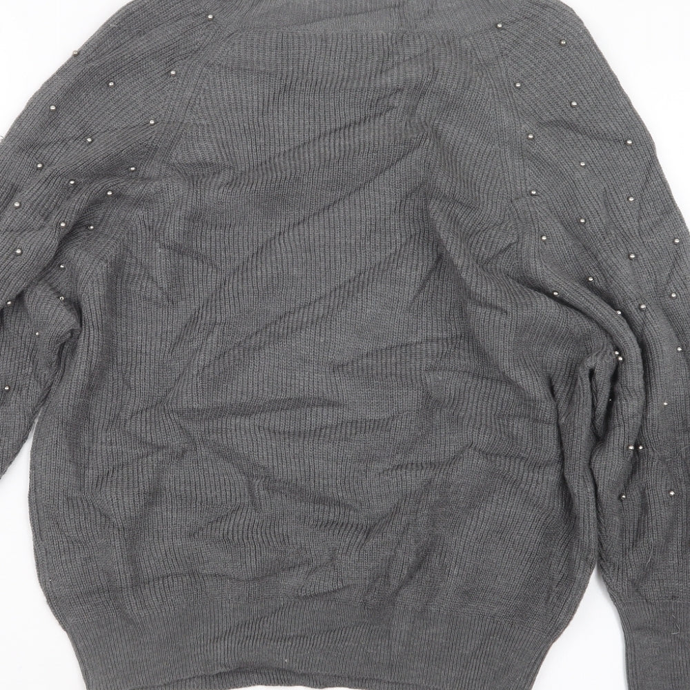 Darling Womens Grey  Knit Pullover Jumper Size M