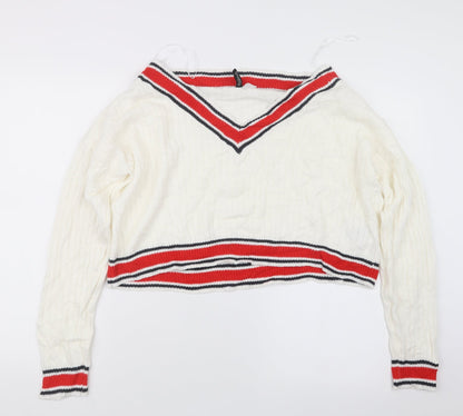 Preloved Divided by H&M Womens White  Knit Pullover Jumper Size M - Front