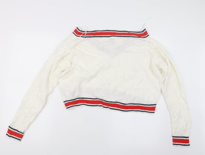 Preloved Divided by H&M Womens White  Knit Pullover Jumper Size M - Back