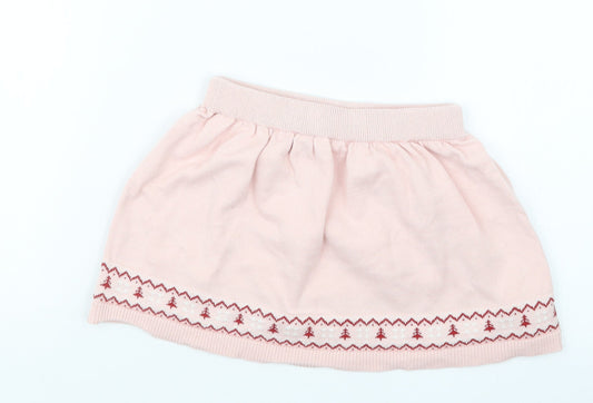 Primark Girls Pink  Knit A-Line Skirt Size 3-4 Years - Christmas