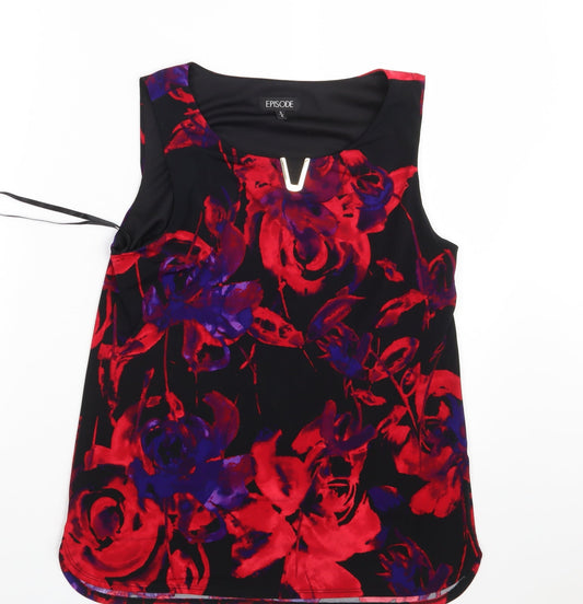 Episode Womens Black Floral  Basic Blouse Size S