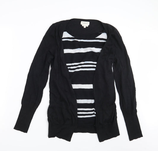 NEXT Womens Black Striped  Wrap Jumper Size 12