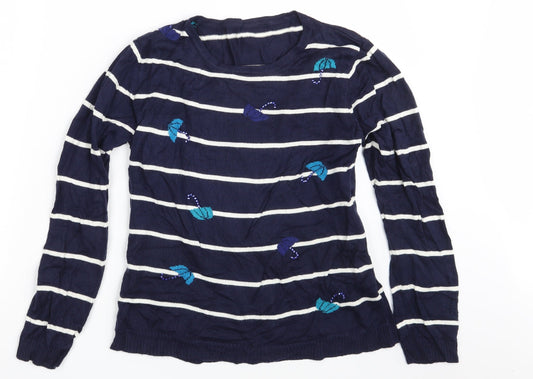 Preworn Womens Blue Striped  Pullover Jumper Size S