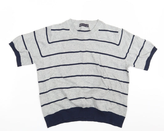 M&S Womens Grey Striped Knit Pullover Sweatshirt Size 16