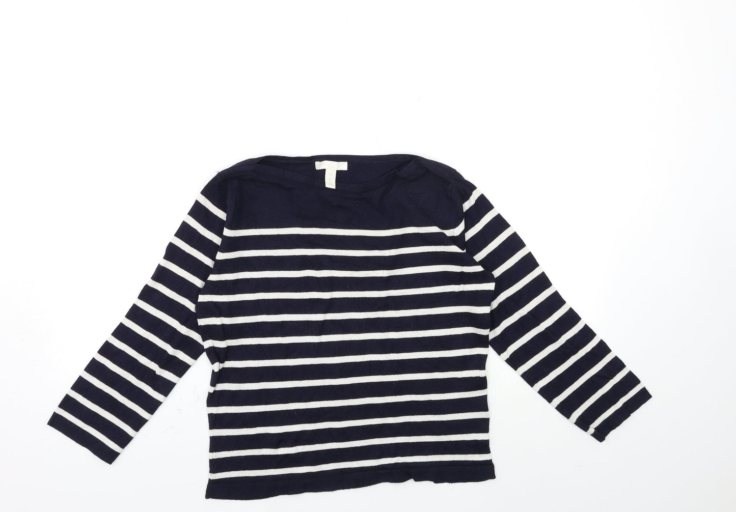 H&M Womens Blue Striped Knit Pullover Jumper Size S