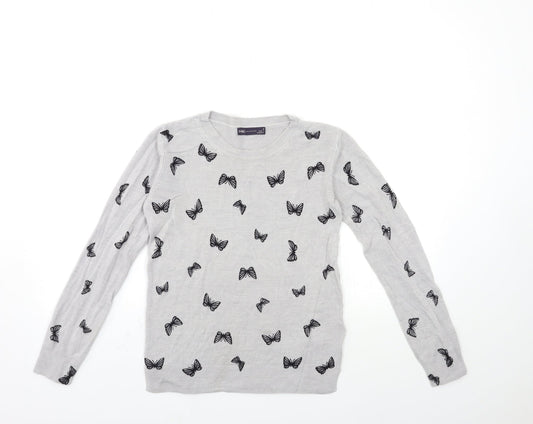 Marks and Spencer Womens Grey Animal Print Knit Pullover Jumper Size 6