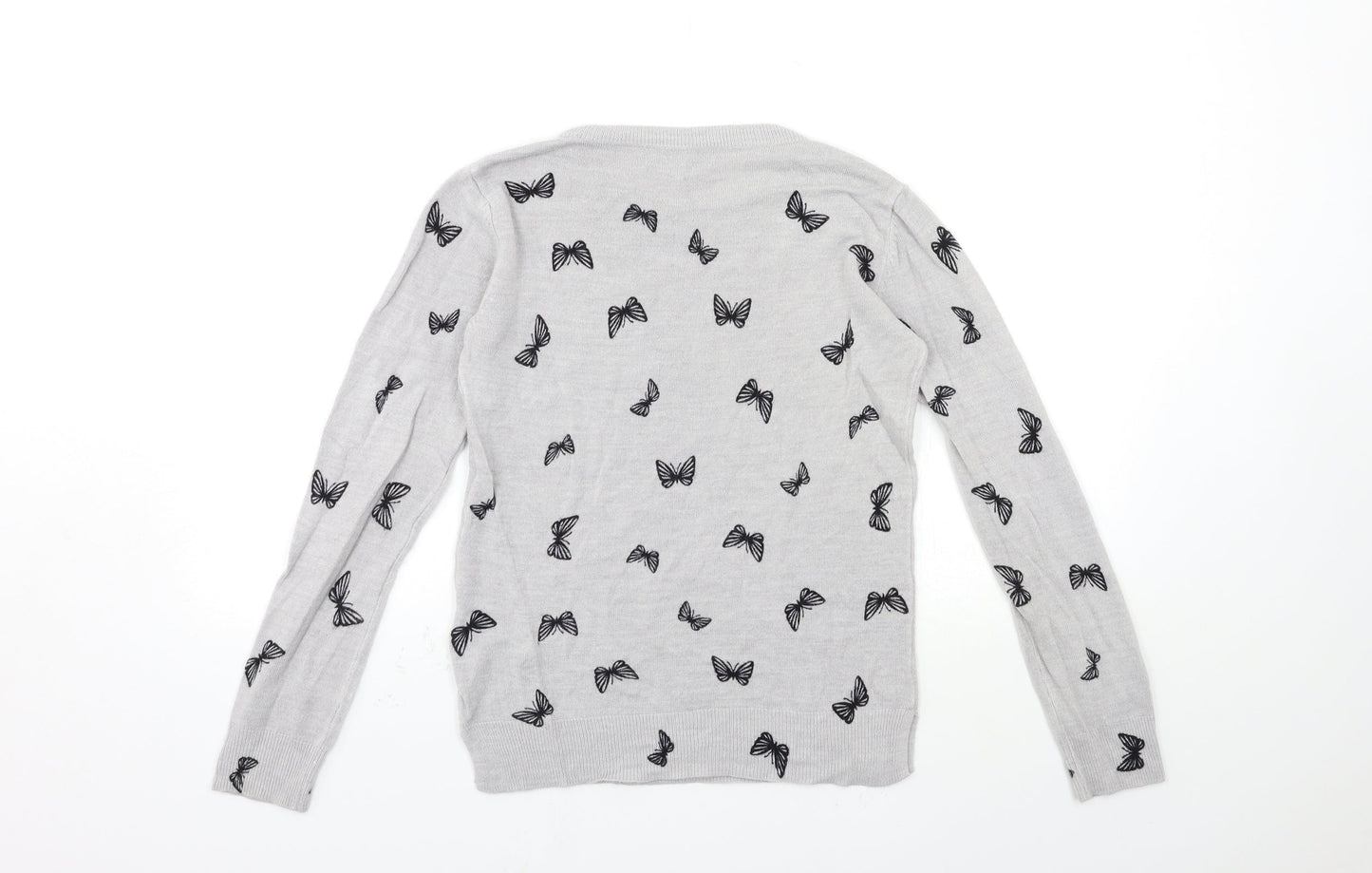 Marks and Spencer Womens Grey Animal Print Knit Pullover Jumper Size 6