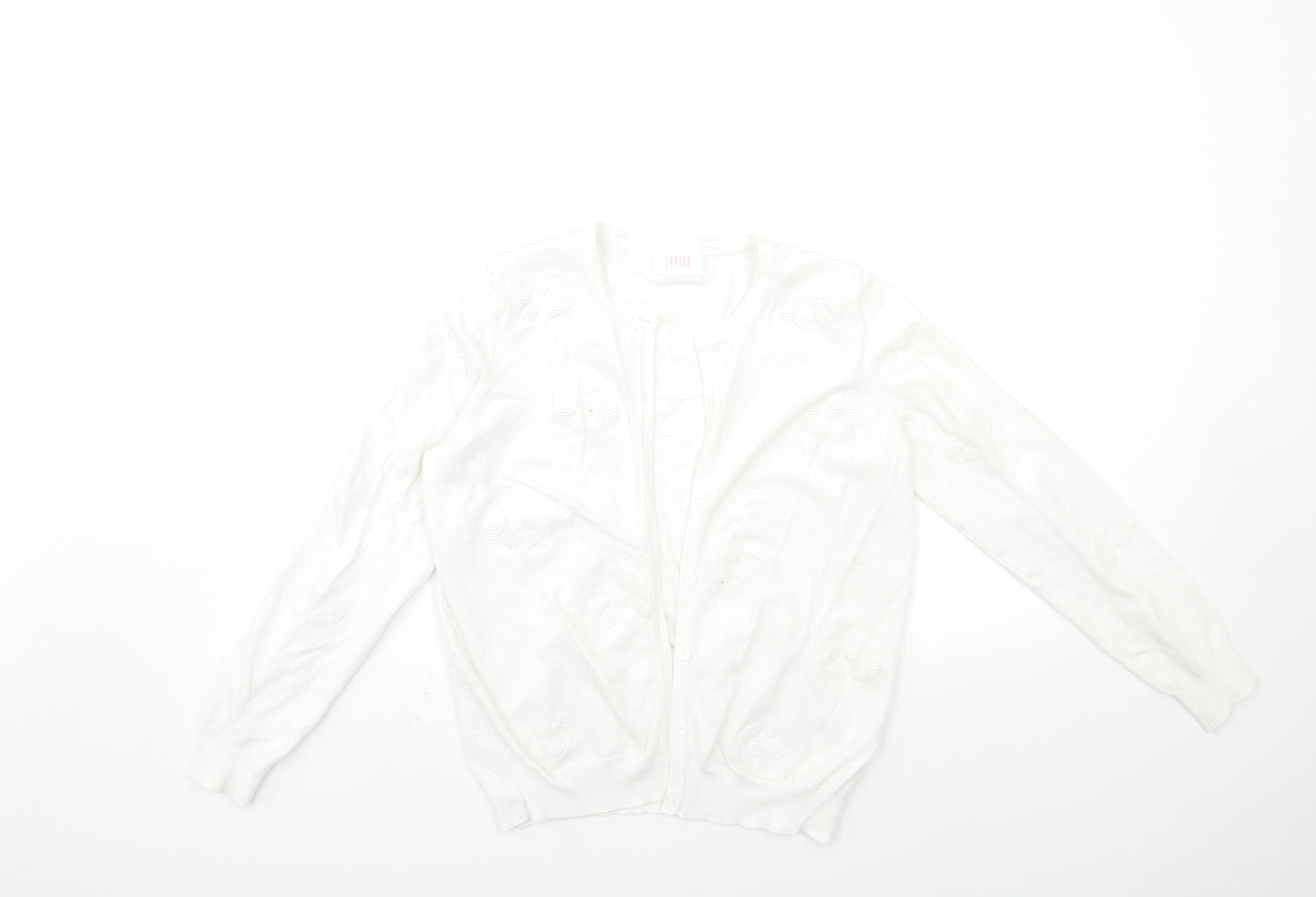 savida Womens White  Knit Cardigan Jumper Size L