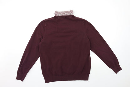 Preloved F&F Mens Red  Knit Pullover Jumper Size L - Back