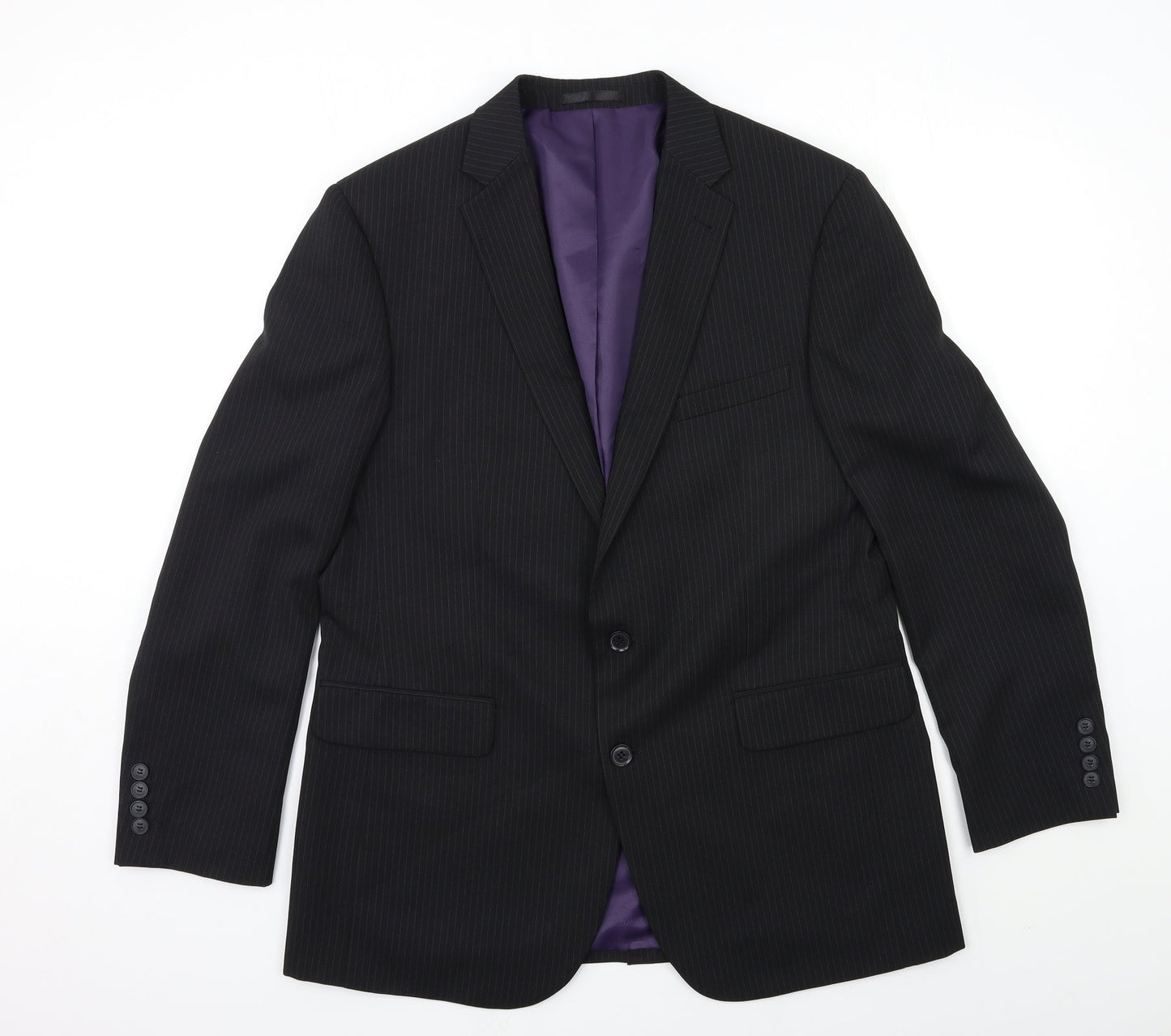 Taylor & Wright Mens Black Striped Rayon Jacket Suit Jacket Size 42
