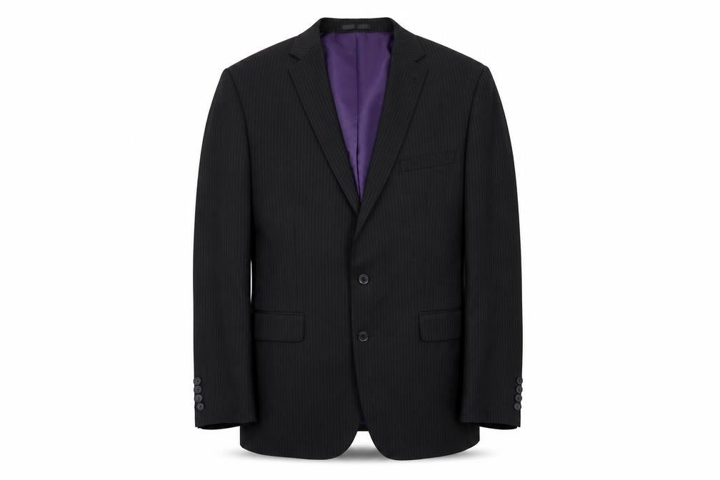Taylor & Wright Mens Black Striped Rayon Jacket Suit Jacket Size 42