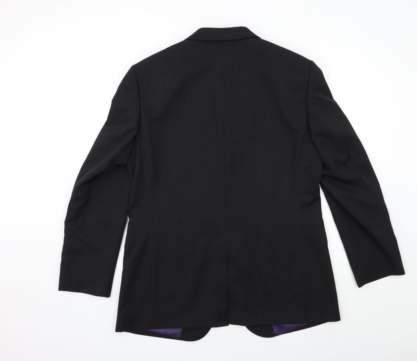 Taylor & Wright Mens Black Striped Rayon Jacket Suit Jacket Size 42