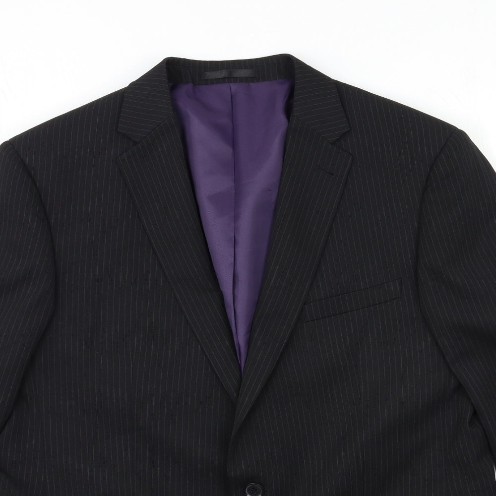 Taylor & Wright Mens Black Striped Rayon Jacket Suit Jacket Size 42
