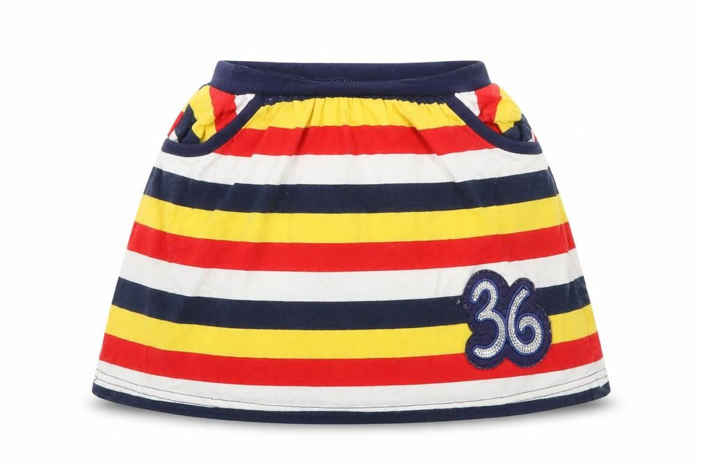Preworn Girls Yellow Striped  Mini Skirt Size 6 Years