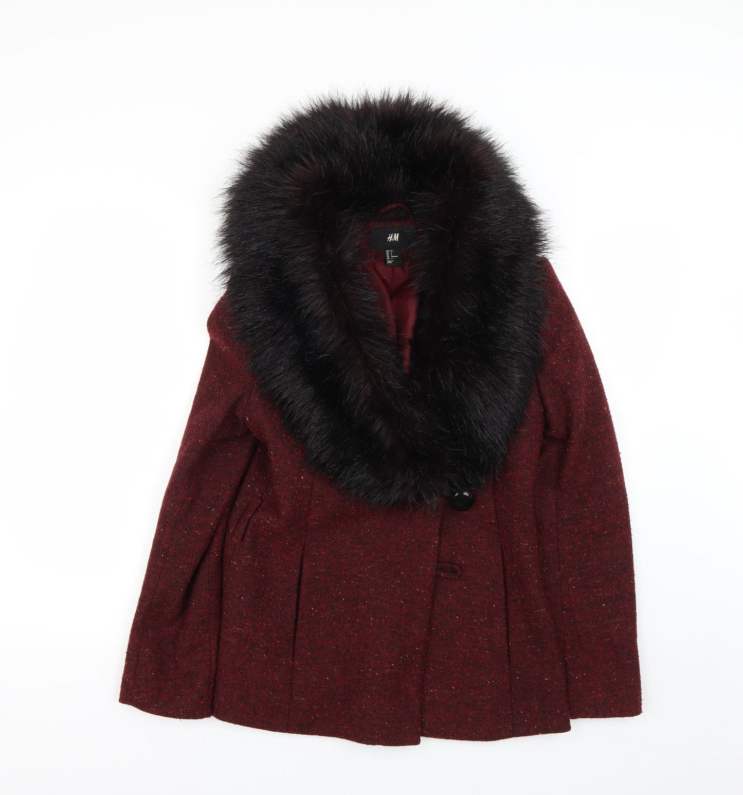 H&M Womens Red   Overcoat Coat Size 6