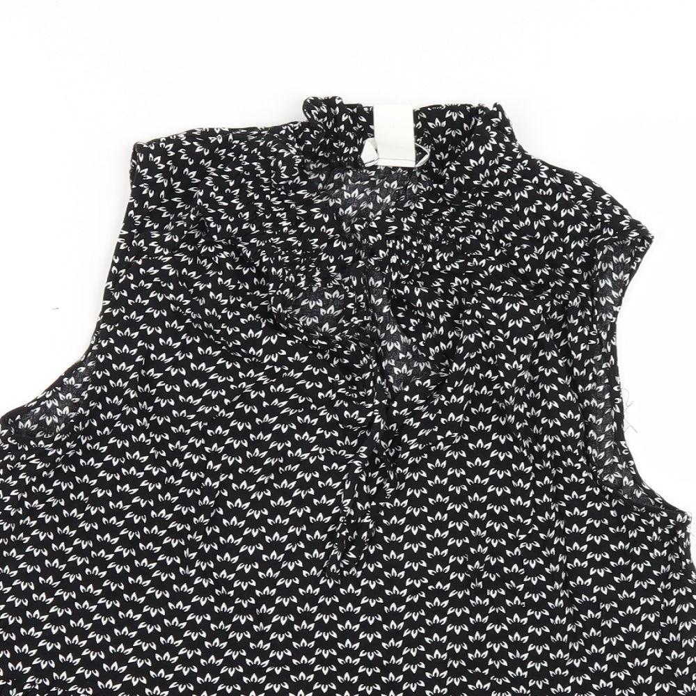 H&M Womens Black Floral  Basic Blouse Size 10