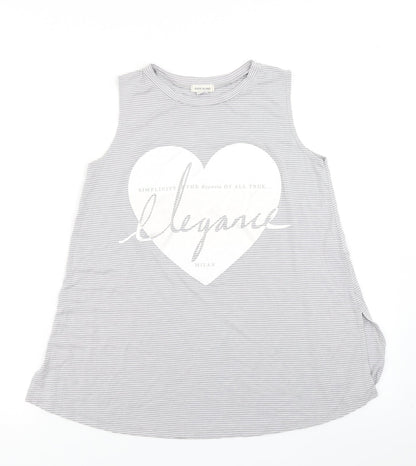 River Island Girls Grey Striped  Basic Tank Size 10-11 Years