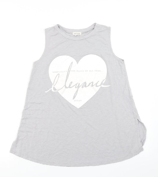 River Island Girls Grey Striped  Basic Tank Size 10-11 Years