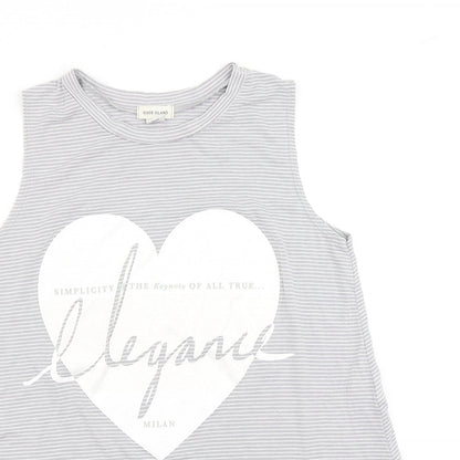 River Island Girls Grey Striped  Basic Tank Size 10-11 Years