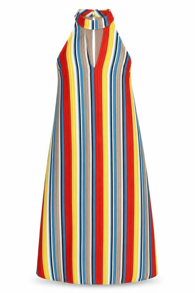 En Creme Womens Red Striped  Maxi  Size M