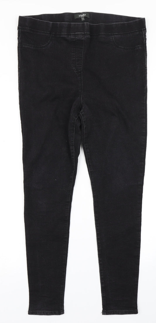 Studio Womens Black  Denim Jegging Jeans Size 16 L26 in