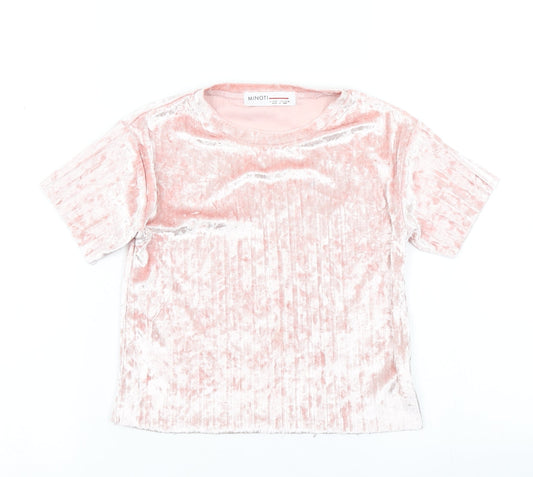 Minoti Girls Pink  Velour Basic T-Shirt Size 5-6 Years