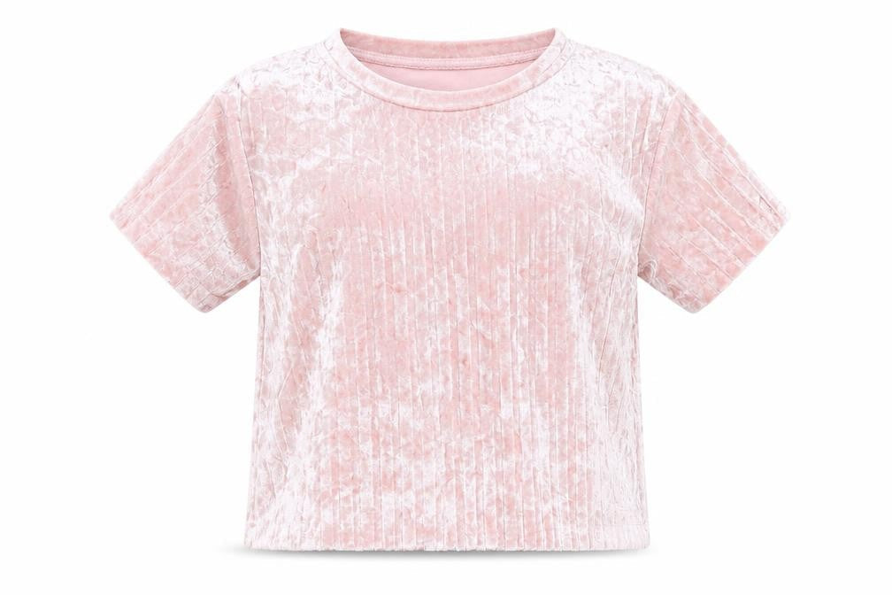Minoti Girls Pink  Velour Basic T-Shirt Size 5-6 Years