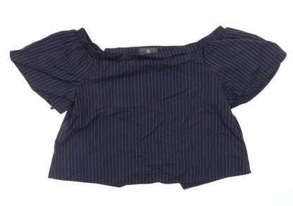 Missguided Womens Blue Striped  Basic Blouse Size 14