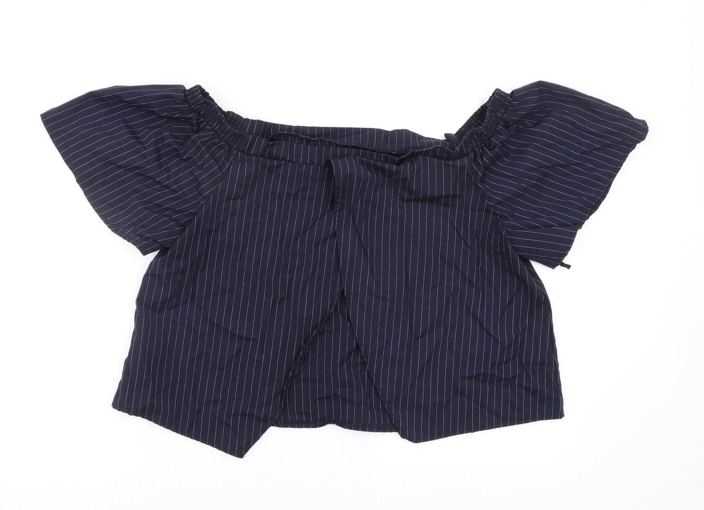 Missguided Womens Blue Striped  Basic Blouse Size 14