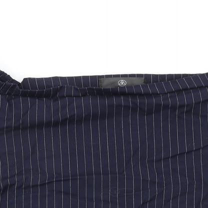 Missguided Womens Blue Striped  Basic Blouse Size 14