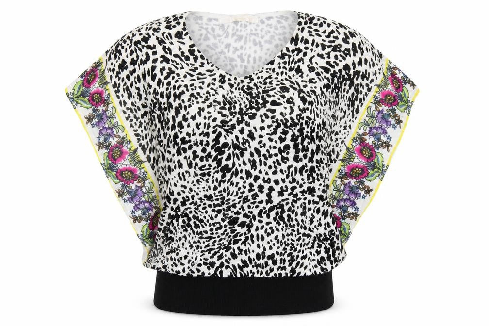 panacher Womens Multicoloured Geometric  Basic T-Shirt Size S