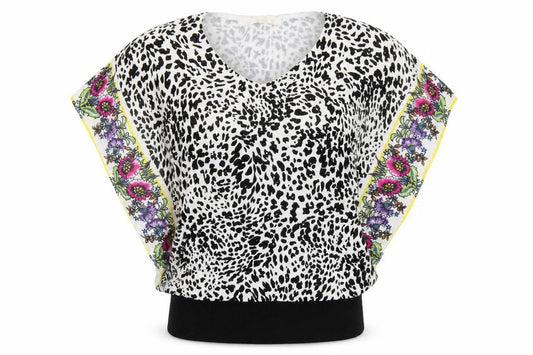 panacher Womens Multicoloured Geometric  Basic T-Shirt Size S