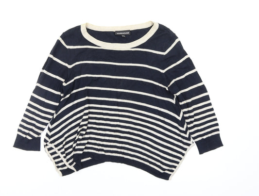 warehousse Womens Multicoloured Striped  Basic T-Shirt Size 10