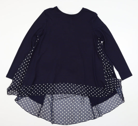 Mitsy Womens Blue Polka Dot Knit Pullover Jumper Size S