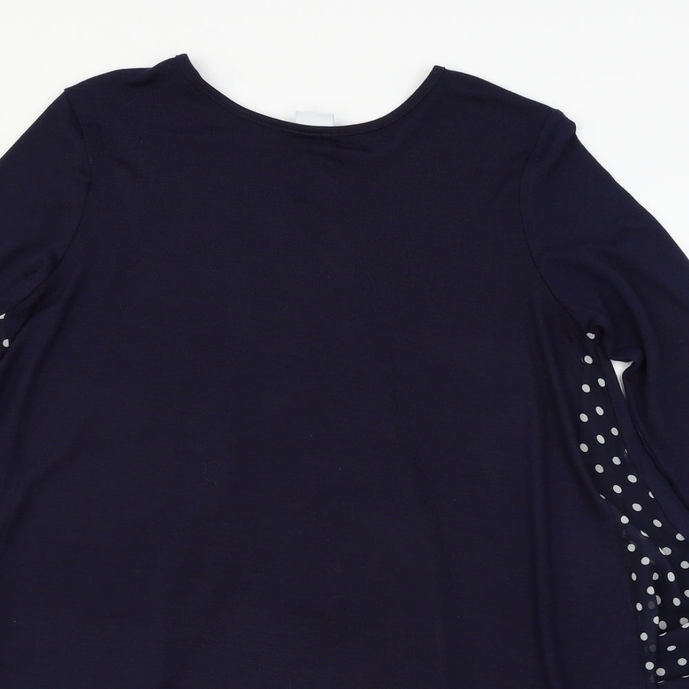 Mitsy Womens Blue Polka Dot Knit Pullover Jumper Size S