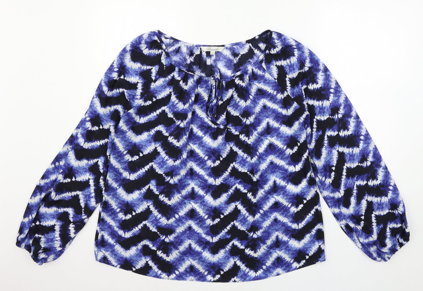 Peacocks Womens Blue Geometric  Basic Blouse Size 12