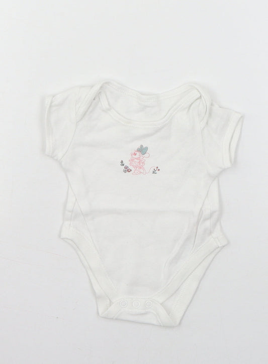 Disney Baby White  Jersey Babygrow One-Piece Size 0-3 Months  - Minnie Mouse