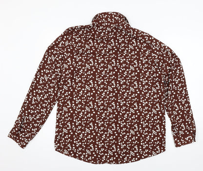 Preloved Primark Womens Brown Animal Print  Basic Button-Up Size 12 - Back