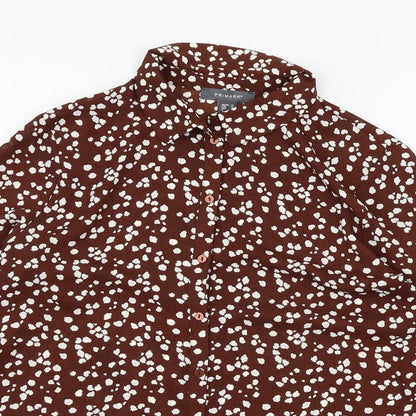 Preloved Primark Womens Brown Animal Print  Basic Button-Up Size 12 - Detail