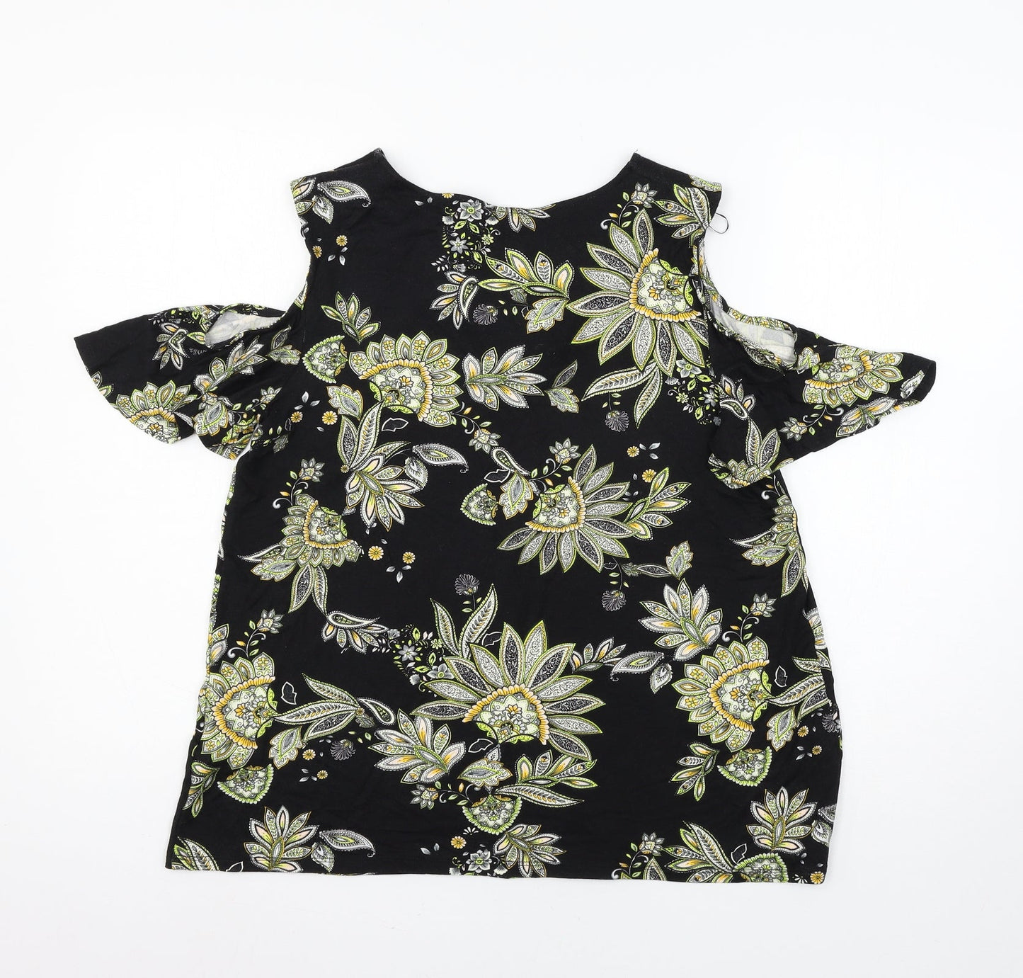 Preworn Womens Black Geometric Jersey Basic Blouse Size 12